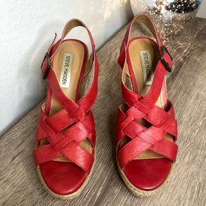 Steve Madden P-Malena in Red Leather, size 6.5